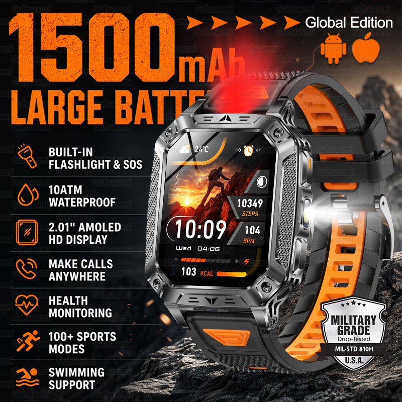 Electronics Quiz - New 1500mAh Military Outdoor Smartwatch For