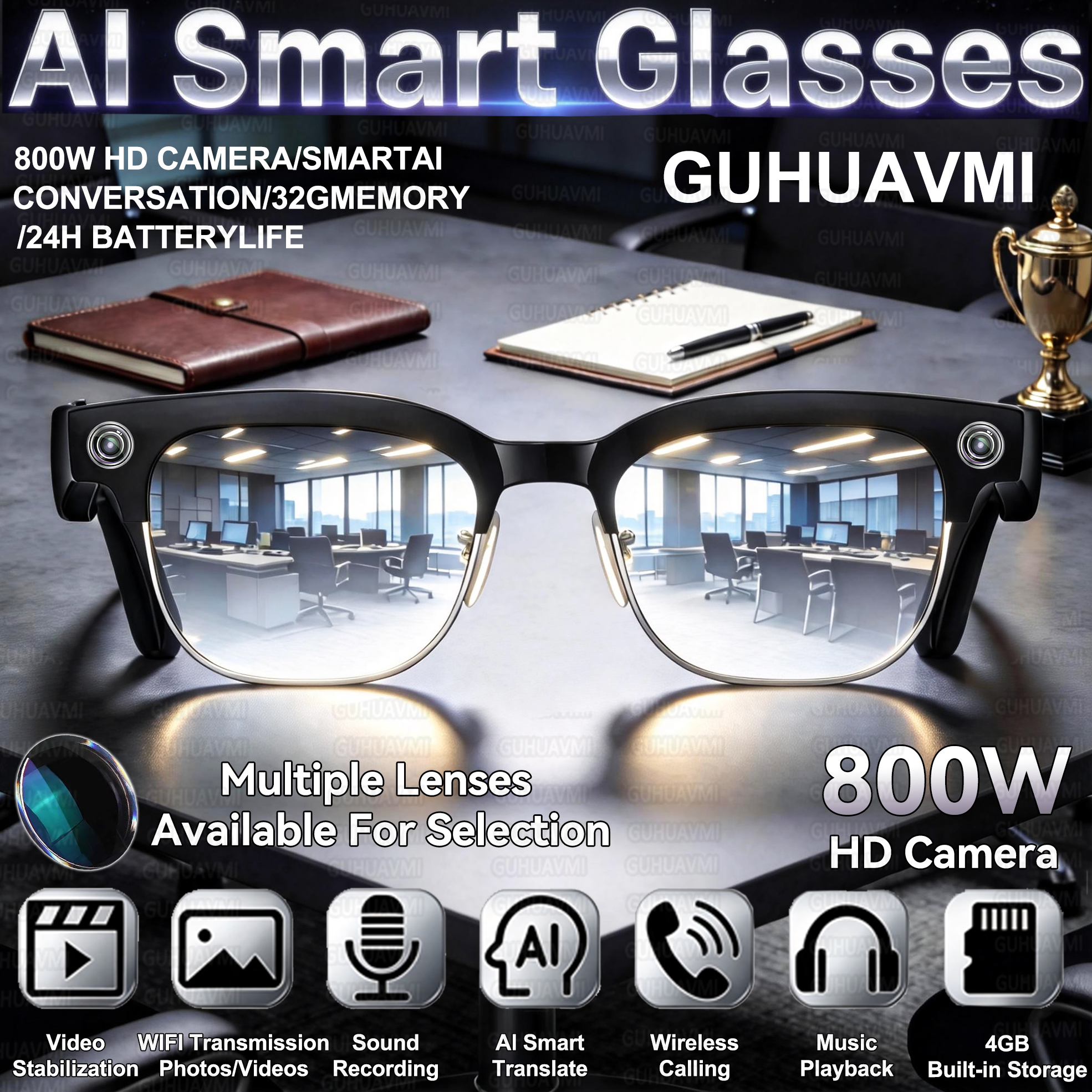 New HOT Business Smart Glasses - Action Camera 4K ulasan dan harga